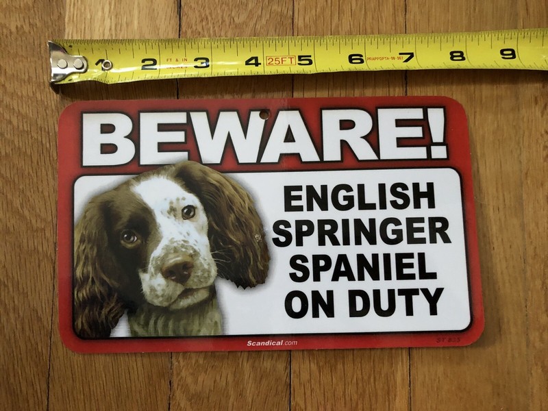 English Springer Spaniel Beware On Duty Pet Dog Sign ~ NEW