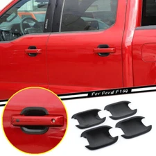 Fit For Ford F150 F-150 2021-2024 ABS Black Side Door Handle Bowl Cover Trim 4P