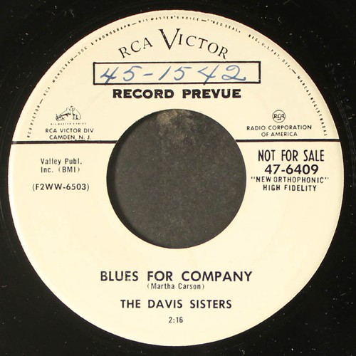 DAVIS SISTERS: don't take him for granted / blues for company RCA 7" Single - Picture 2 of 2