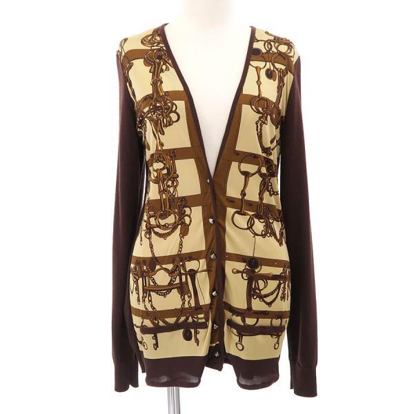 Hermes cardigan size 36 color brown beige silk wool cashmere Hermes cardigan size 36 color brown beige silk wool cashmere