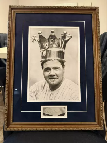Babe Ruth Autographed Signed Cut JSA LOA Custom Framed Yankees Photo