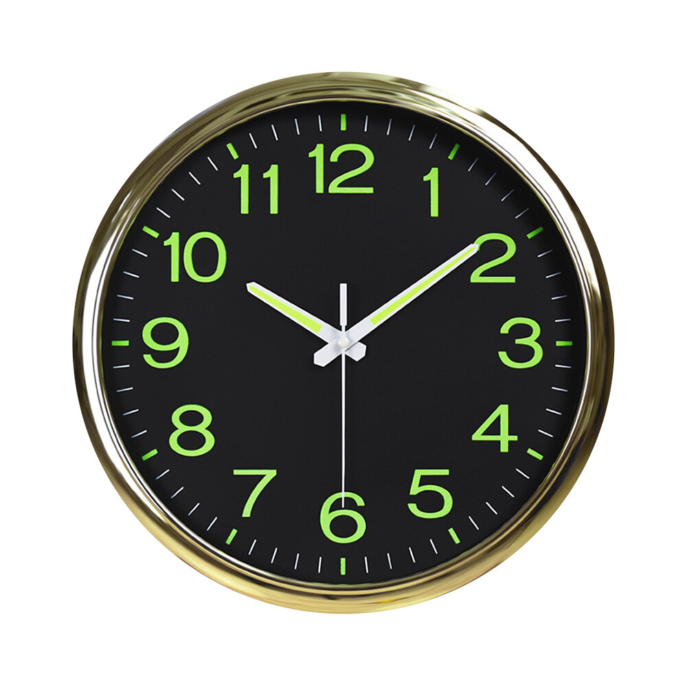 Wall Clock 12' inch Large Quartz Silent Luminous Glow In the Dark Indoor Home