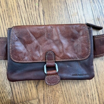 Jack Georges Voyager Unisex Buffalo Leather Cross Body Belt Bag Brown Hands Free