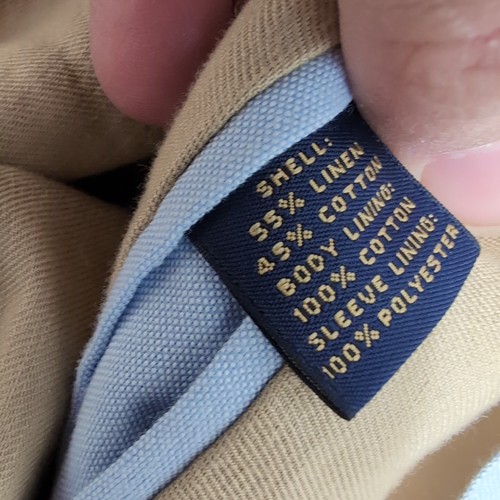 346 Brooks Brothers Beige Linen Blend Sport Coat Blazer Mens L (44) Pockets EUC - Picture 7 of 8