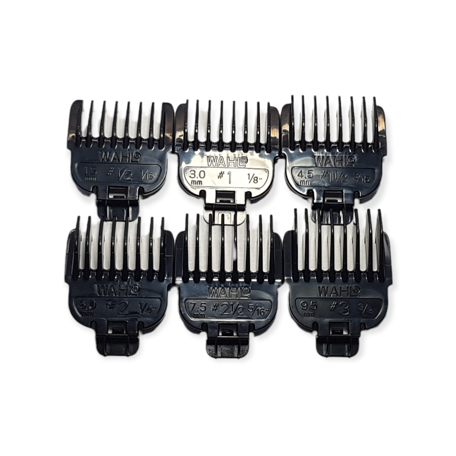 Wahl Lithium Ion Trimmer 6 piece Beard Stubble Guide Comb Set 1/16-3/8 Standard