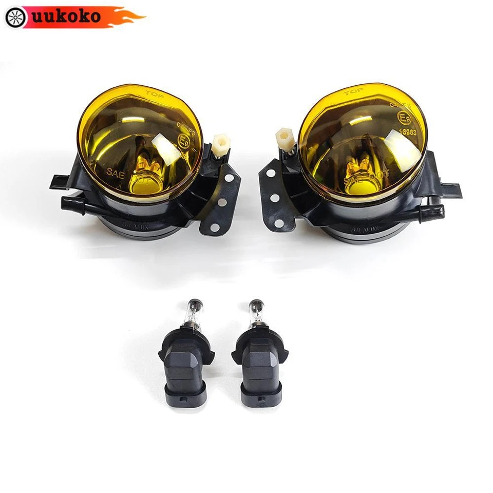 Yellow Front Bumper Fog Light For BMW 3-Series E90 E91 E92 E93 2006-11 M3+Bulbs Foto 2 de 4