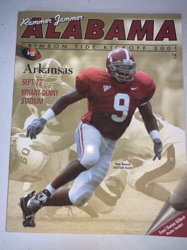 Programme souvenir de football vintage Alabama marée pourpre 2001 vs Arkansas - Photo 1 sur 3