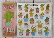 Cactus Laminated Durable Bookmark One Sided  20 Stickers New School Decor Read
