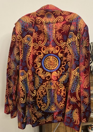 NWT Fiorella Mancini Valeria Conte Italy Hand Painted Velvet Blazer L- XL - Picture 4 of 17