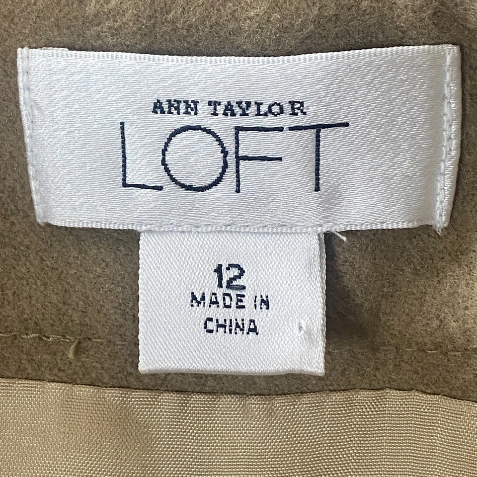 Falda lápiz plisada de lana Ann Taylor LOFT para mujer 12 lentejuelas forradas de sarga tostada Foto 4 de 4