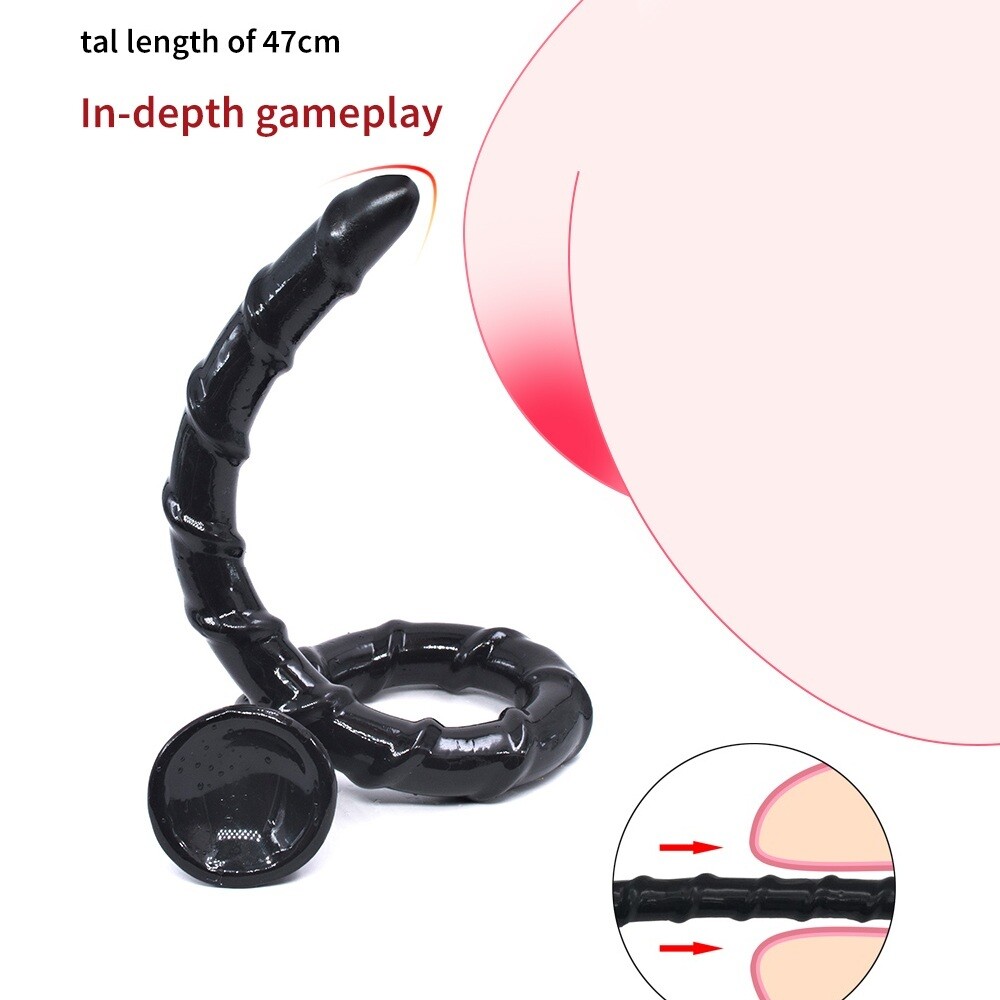 18 Inch Thin Anal Dildo Suction Cup Extreme Long Slim Black Penis Women-Sex  Toys | eBay