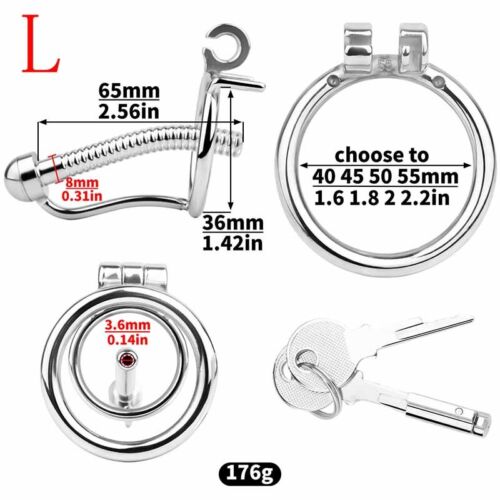 Latest Sounding Plug Male Chastity Cage Device Stainless Steel Locking Belt New - Picture 32 of 35