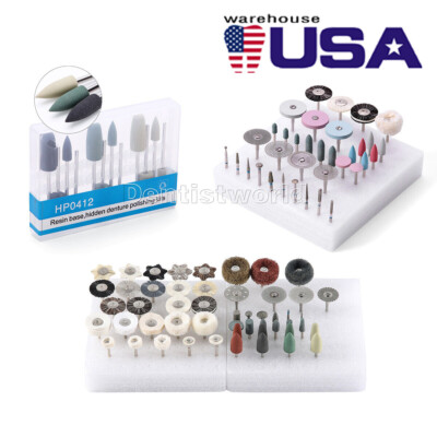 AZDENT Dental Diamond Burs Discs Silicon Wheels Polishing Brushs kit HP Polisher