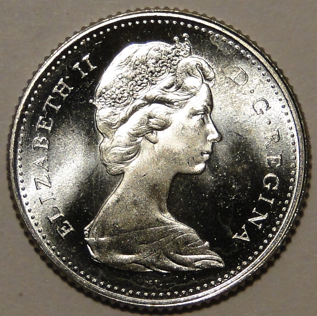 BU UNC Canada 1965 silver dime blue nose 10 cent 10c from bank