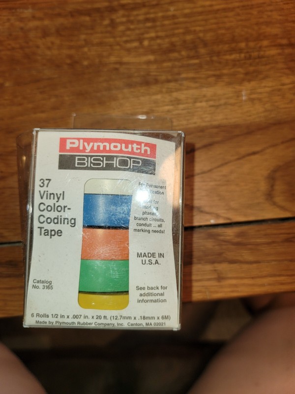 Electrical Tape  Plymouth Tape 6 Rolls Multi Color Vinyl Cat# 3165