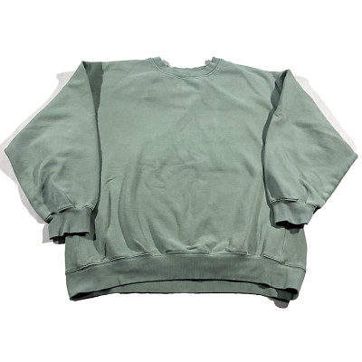 ARITZIA TNA Green Fleece Pullover Crewneck Classic Sweatshirt Sz 2 Stain