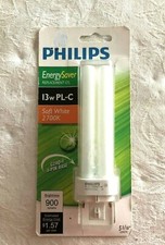 Philips Energy Saver Replacement CFL 13w PL-C Soft White 2700K Light Bulb NEW