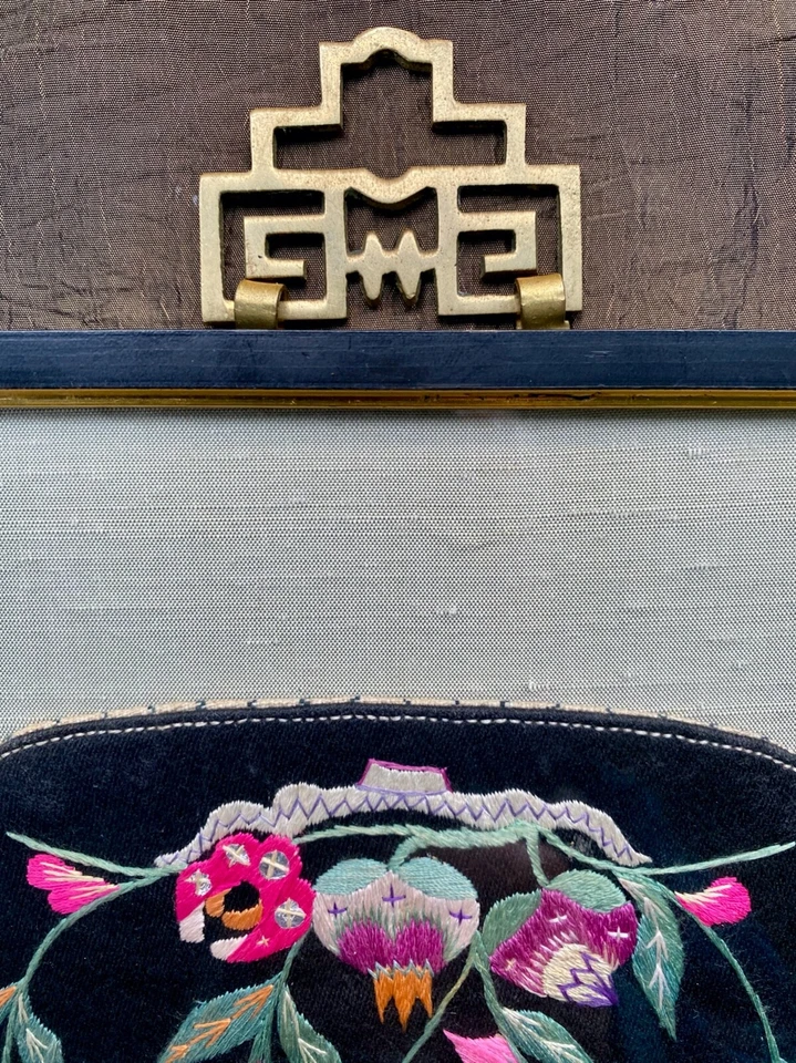 Pièce Vêtement Brodé Chinois 19e Superbe Cadre 19th Chinese Embroidered Clothing - Photo 2/4