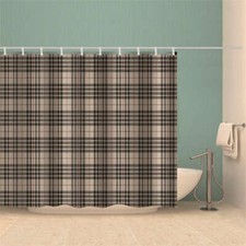 Grid Grey Simple Cross 3D Shower Curtain Waterproof Fabric Bathroom Decoration