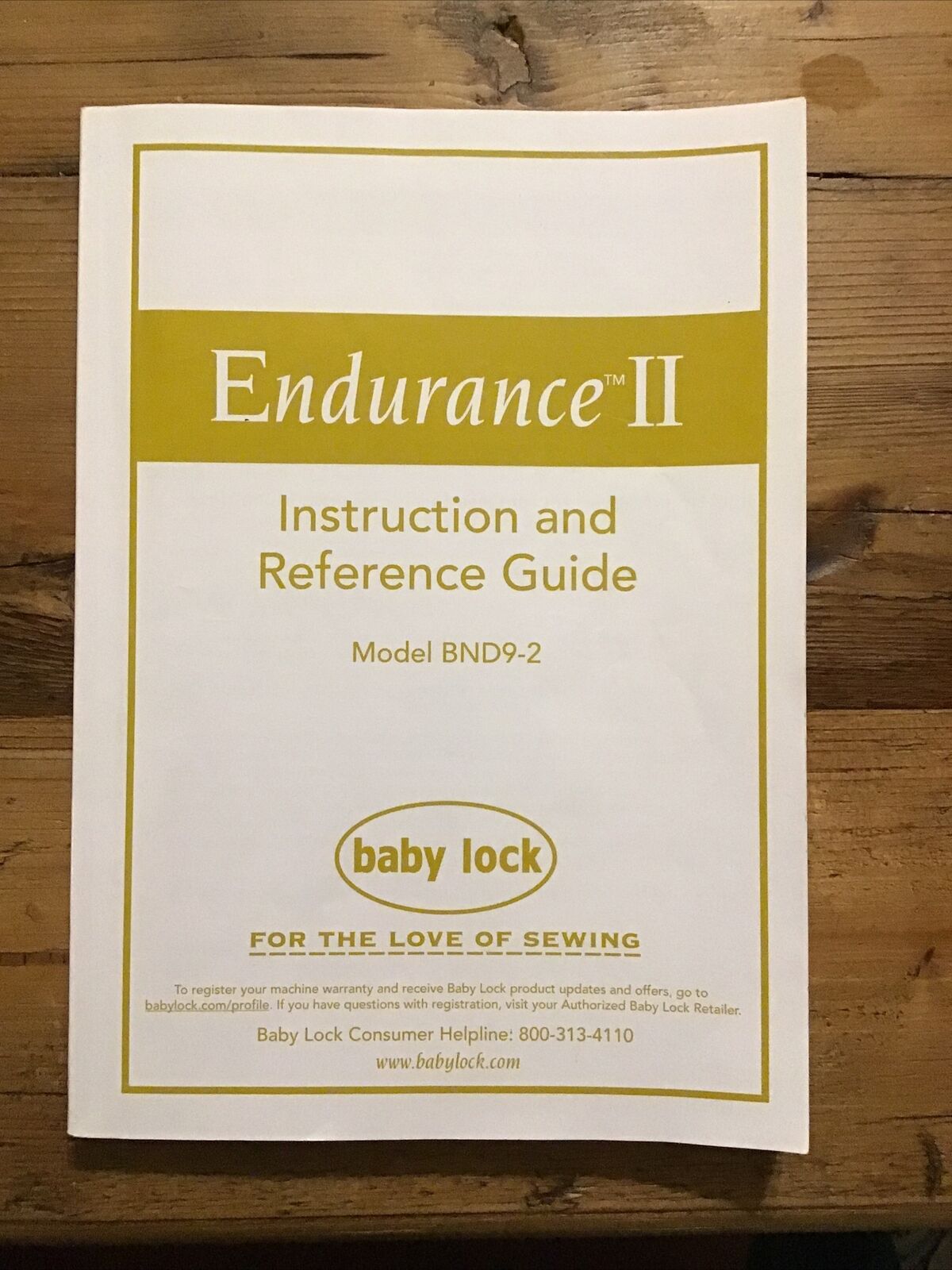 Baby Lock Endurance II BND9-2 Sewing Machine Instructions And Reference Guide