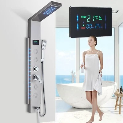 ROZIN Rain Shower Panel Column Tower with Massage Body Jets Bathroom Mixer Tap System