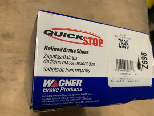 Wagner Quick Stop Relined Brake Shoes Z698