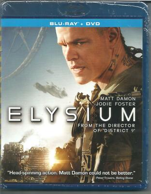 Elysium blu-ray/DVD combo NEW but worn plastic wrap Matt Damon Jodie Foster