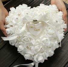 Favor Heart Shaped Wedding Ring Bearer Ring Box Pillow Cushion Holder Decor Gift