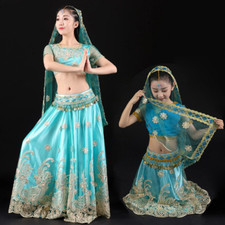 2022 new 4 color Indian Belly Dance Costume Set Long Skirt Top Belt