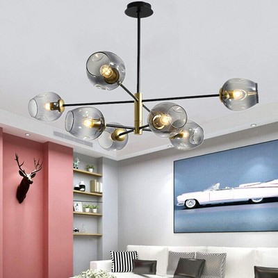 8Light Glass Globe Modern Sputnik Chandelier Gradient Pendant Lamp Ceiling Light