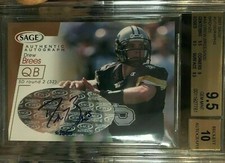 DREW BREES 2001 SAGE Bronze A8 6/500 BGS 9.5 - 10 Autograph Rookie RC  NO Saints