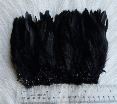 Schlappen Feather. Soft, Webby, 6'' Strip Strung..  (1) pack . Black H-80