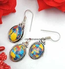 Gift Mosaic Jasper Gemstone 925 Sterling Silver Plated New Pendant Earrings Set