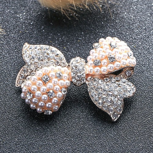 New Simple Alloy Rhinestone Pearl Brooch Women's Vintage Bow Pin Corsage - Picture 7 of 8