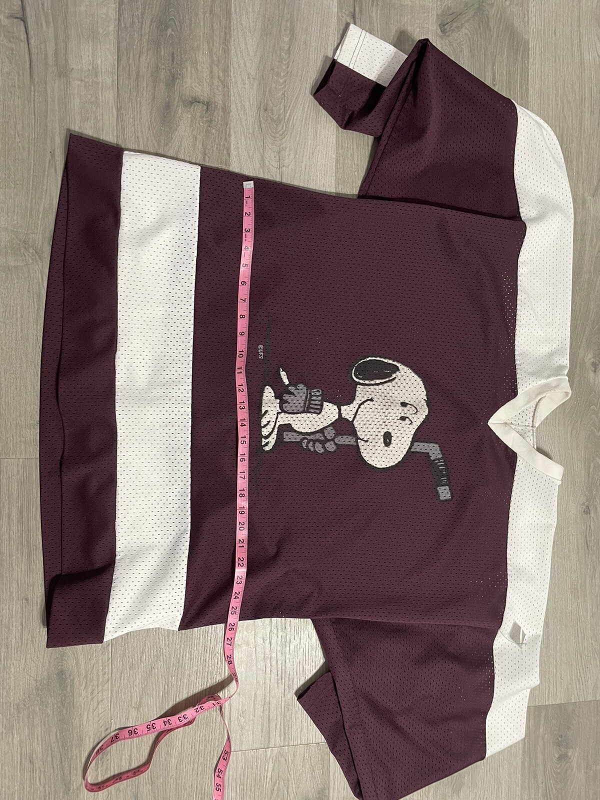 Vintage Snoopy Peanuts XXL Hockey Jersey Burgendy + W… Gem