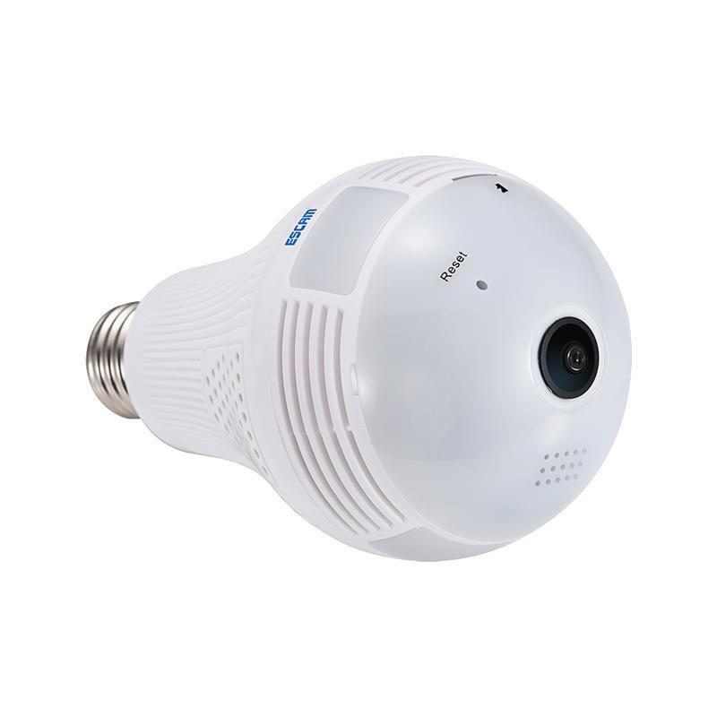 ESCAM WiFi Light Bulb 360 Degrees VR Panoramic Camera 2.0MP white LED App Push