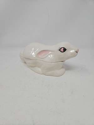 Vintage Ceramic Bunny Rabbit Trinket Box