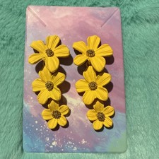 Stylish Yellow Metal Flower Earrings. Unique, Party, Cute, Festive, Casual