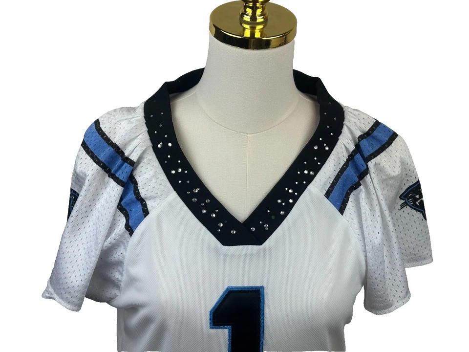 Camiseta deportiva Cam Newton Carolina Panthers estrás - única y rara para mujer - pequeña Foto 3 de 4