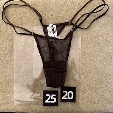 Pink By Victoria s Secret Large Wildcat, Sheer Mesh Extra Low Rise Thong Panties