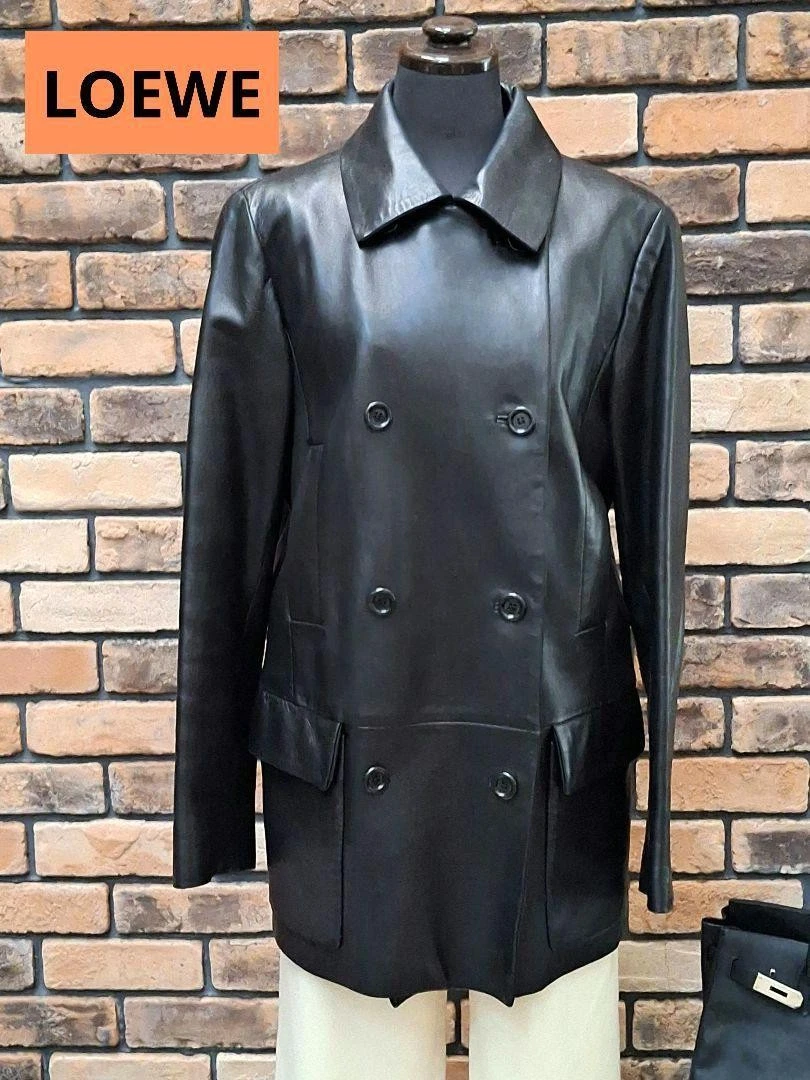 Loewe Giacca di Pelle Nera Agnello Morbida