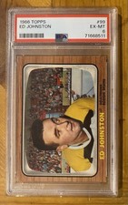 1966/67 TOPPS HOCKEY #99 ED JOHNSTON BRUINS PSA 6 EX MINT