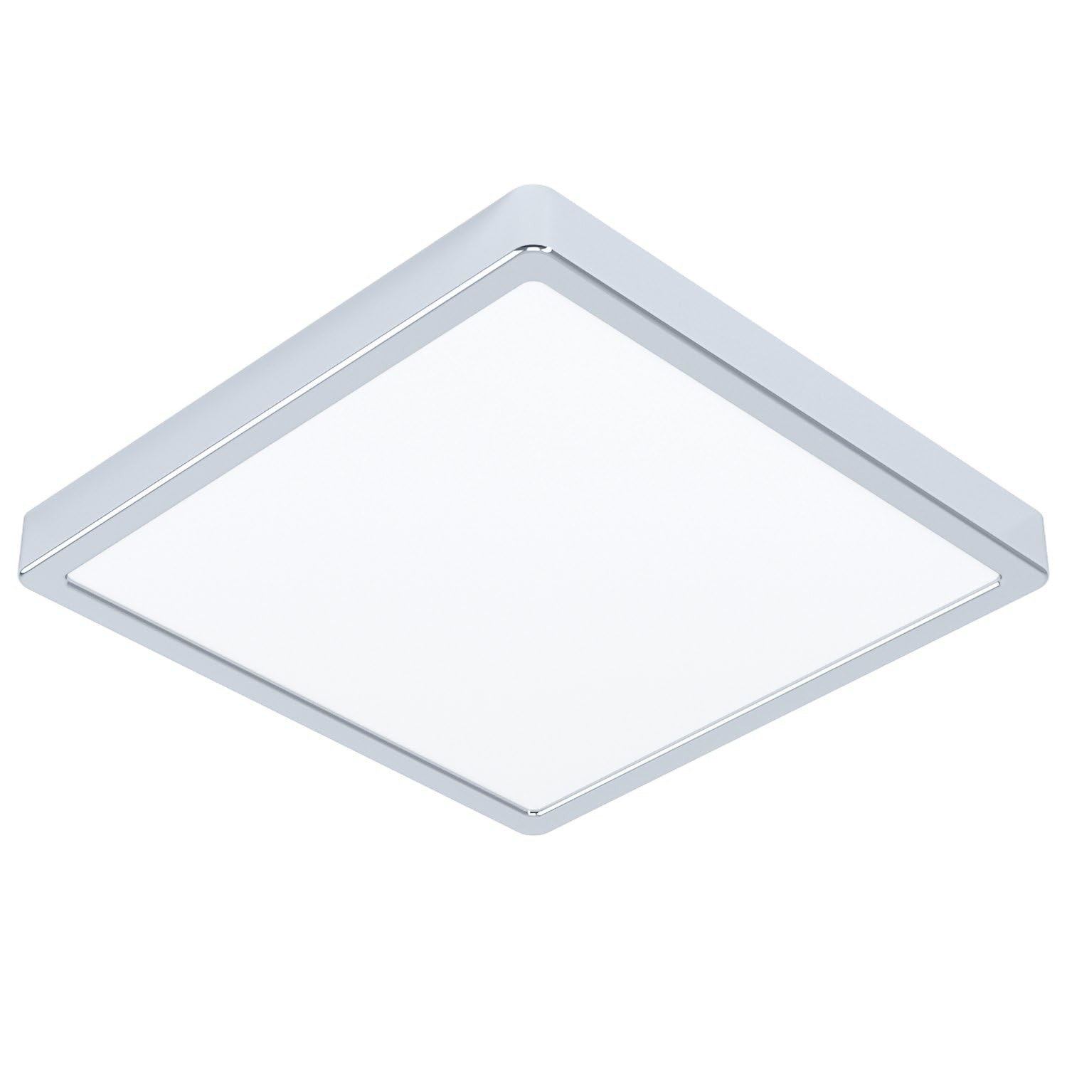 Plafonnier LED carré Fueva 5 chrome pour illuminer un salon moderne ou un couloir