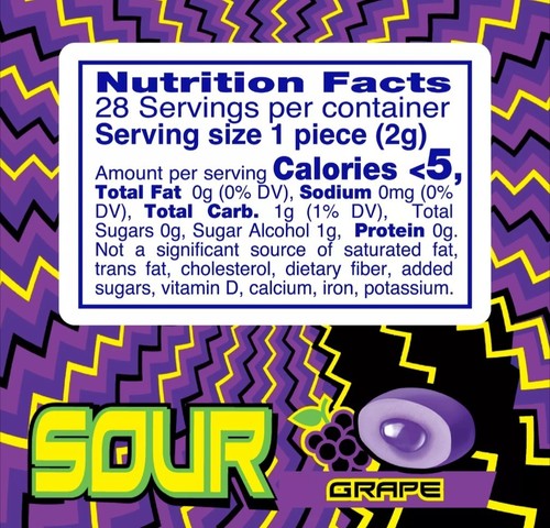 6 Pack Mentos SOUR Sugar-Free Chewing Gum Sour Grape Flavored 28 Piece Each - Picture 4 of 7