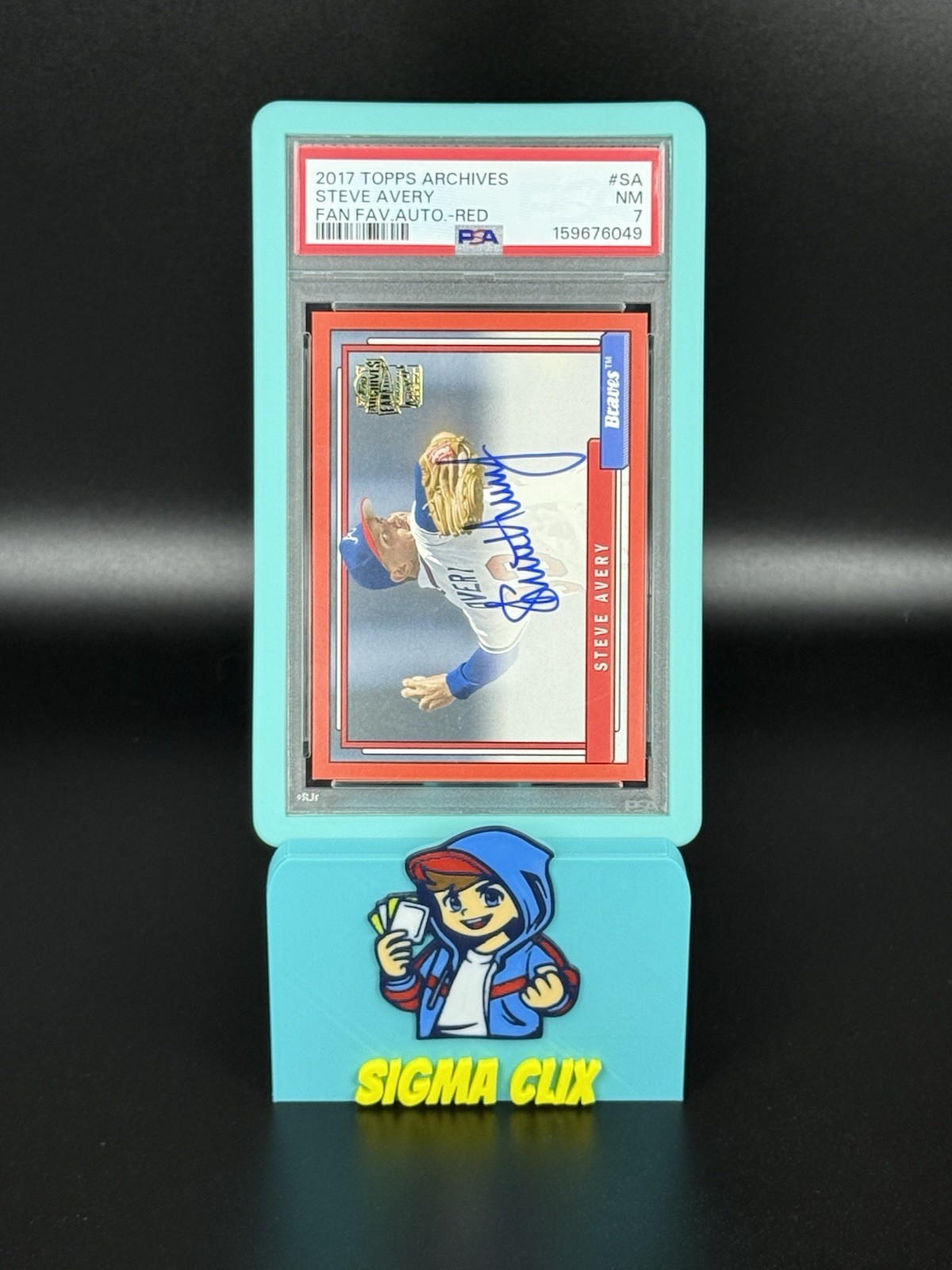 Steve Avery Fan Favorite Auto Red 11/25 PSA 7 2017 Topps Archives 🔥