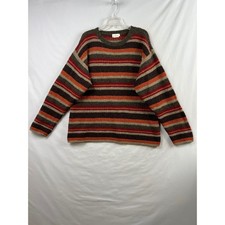 J.Crew Oarsman Sweater Mens LT Striped 100 Wool Crewneck Vtg Y2K Textured Knit