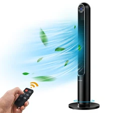 42" Tower Fan Smart Display Panel 12H Timer 80˚ Oscillating Fan w/Remote Black