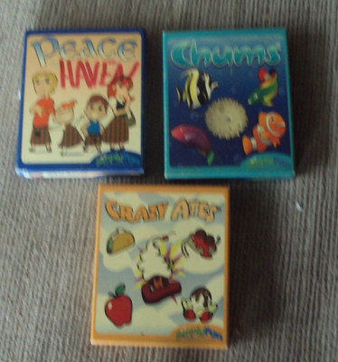 Lot of 3  Card Game Simply Fun Used Crazy Ates Chums Peace