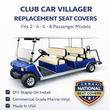 Club Car Villager 6 or 8 Golf Cart Seat Cover Vinyl Staple On Replacements - DIY