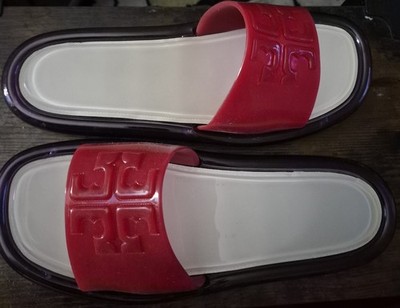 Tory Burch Jelly Slide Sandals Women's US 12 M Red Rubber Slip-On Logo